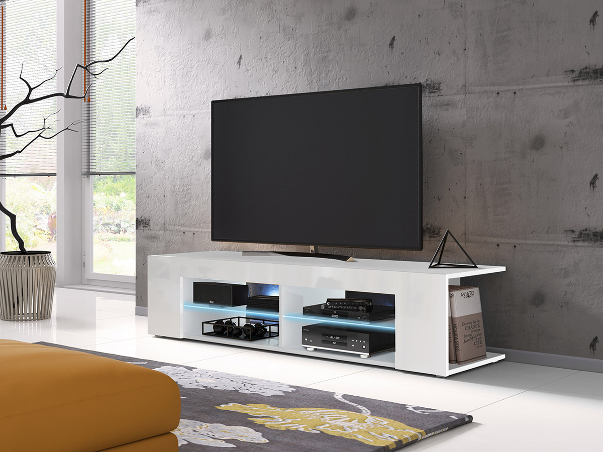 TV komoda Ver I (Belo + Sjajno belo)