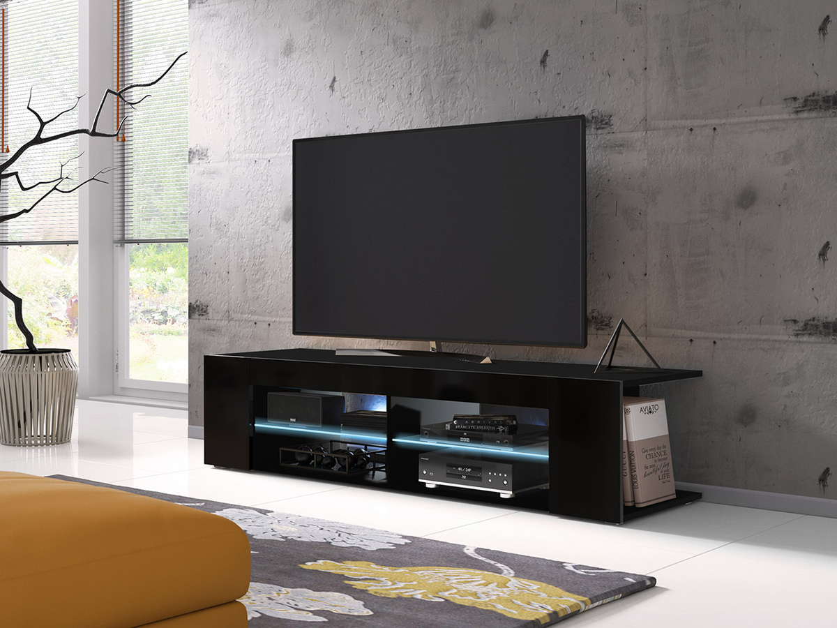 TV komoda Ver I (Crno + Sjajno crna)