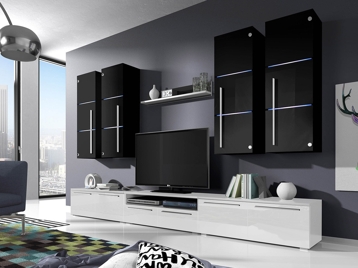 Set za dnevnu sobu Nashville 102 (Belo + Sjajno belo)