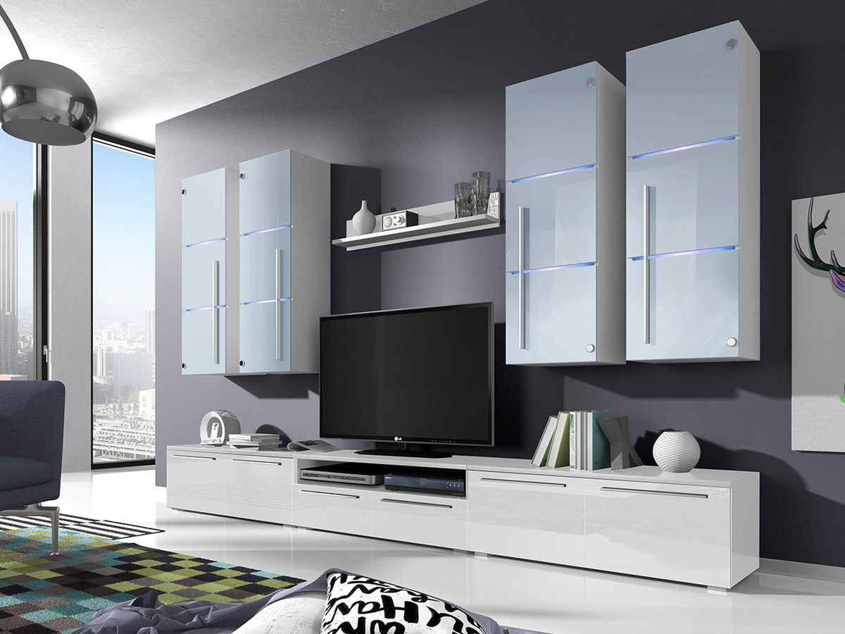 Set za dnevnu sobu Nashville 102 (Belo + Sjajno belo)