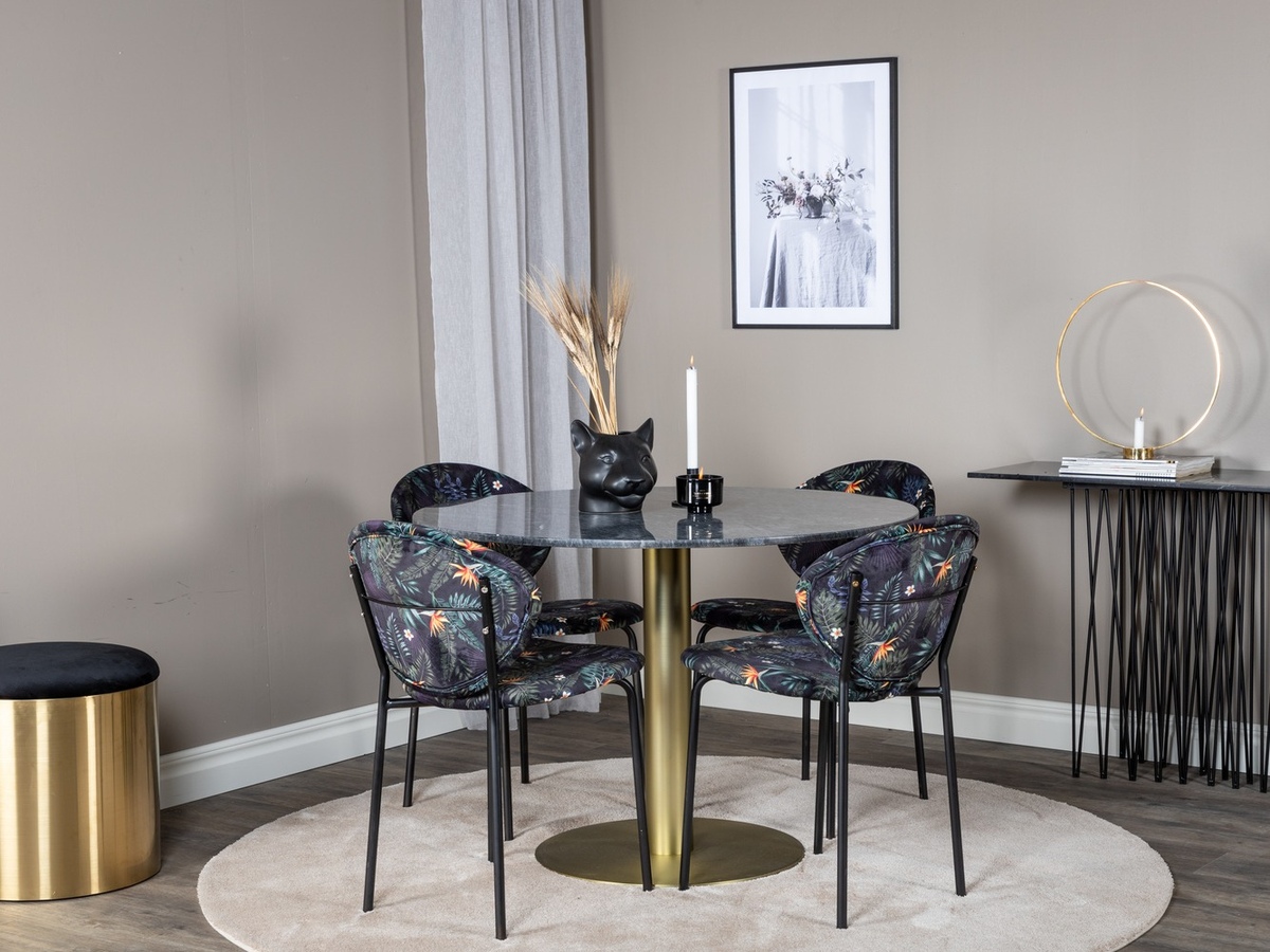 Trpezarijski set Dallas 1209 (Cvetni uzorak + Crno)