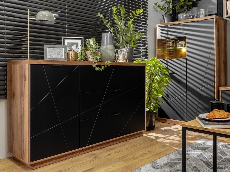 Komoda Fivale 100 (Tamni Delano hrast + Mat crna)