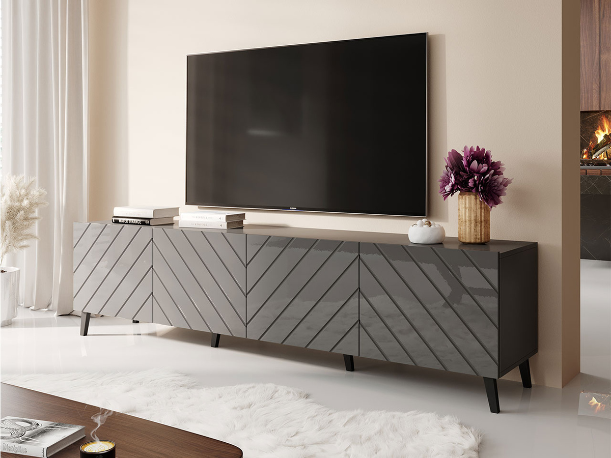TV komoda Charlotte 145 (Grafit + Sjajni grafit)