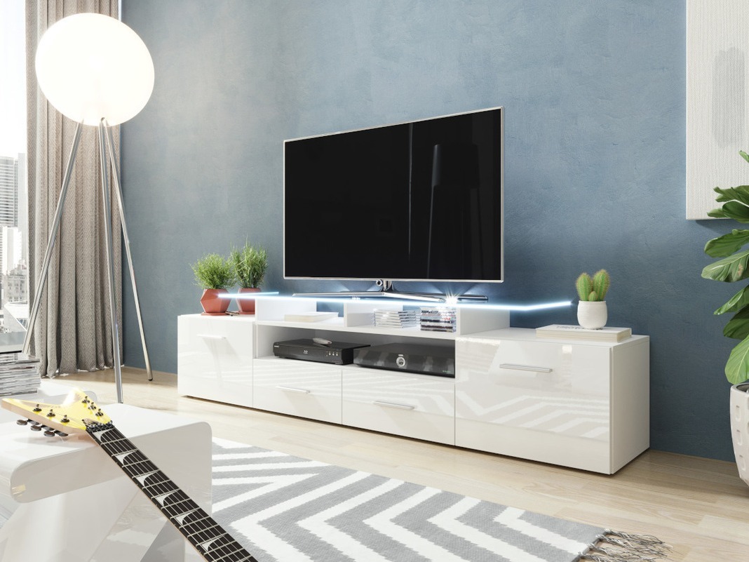 TV komoda Charlotte 117 (Belo + Sjajno belo)