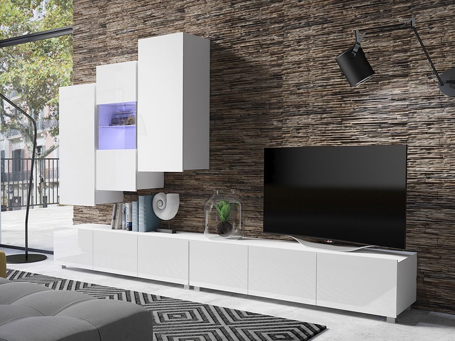 Set za dnevnu sobu Tivdalu 133 (Belo + Sjajno belo)