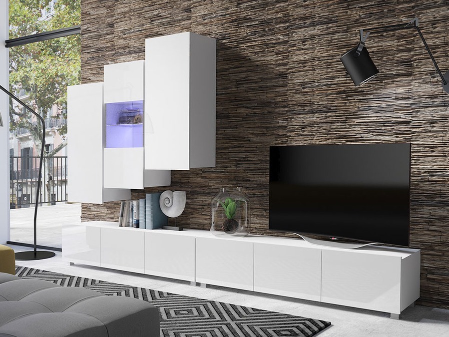 Set za dnevnu sobu Tivdalu 133 (Belo + Sjajno belo)