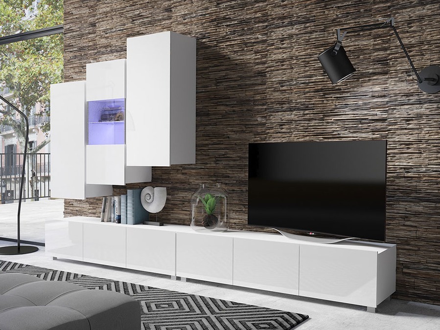 Set za dnevnu sobu Tivdalu 133 (Belo + Sjajno belo)