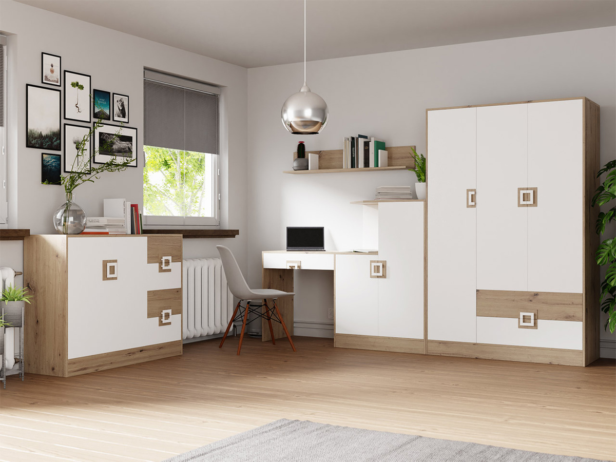 Set nameštaja Tolfere 107 (Svetli javor + Belo)