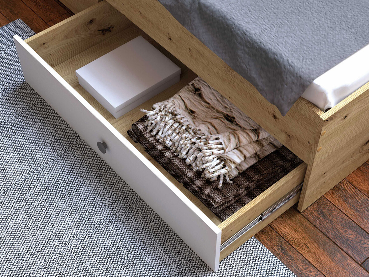 Krevet Almira 113 (Artisan hrast + Belo)