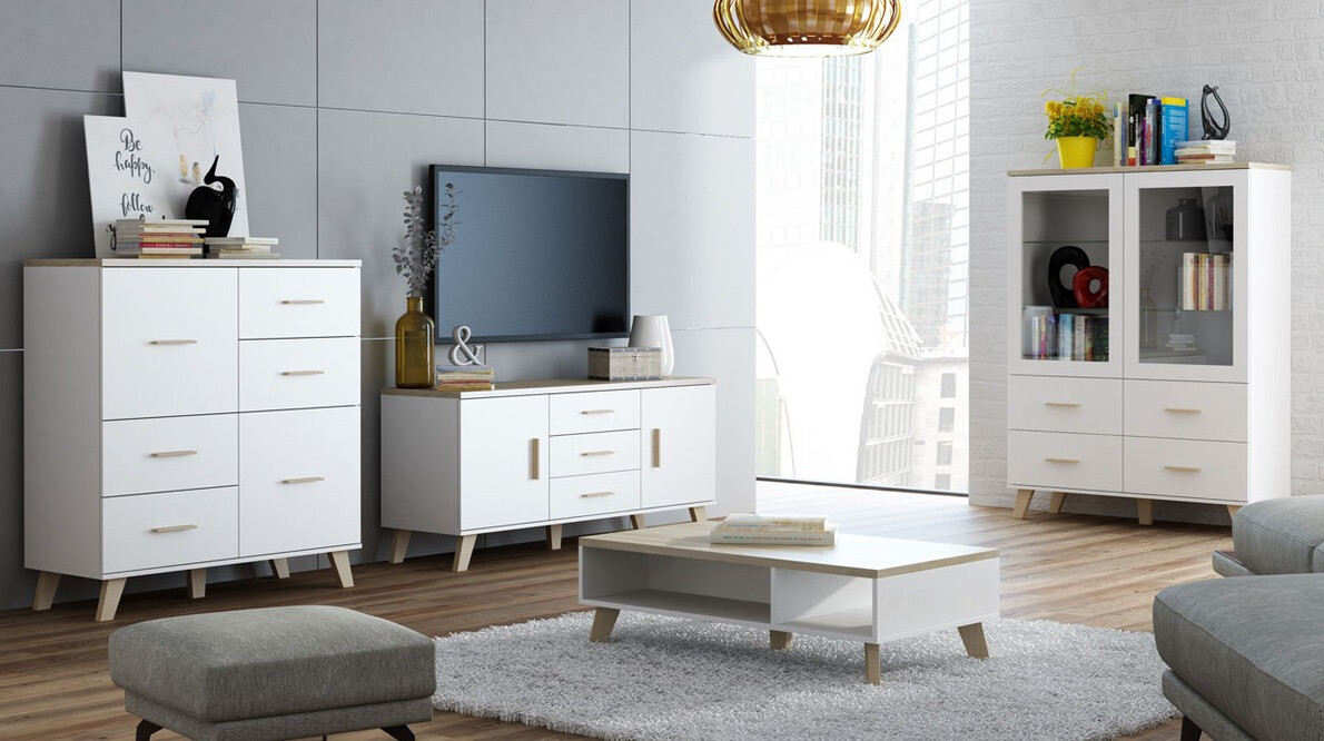 Komoda Larfloi 104 (Belo + Sonoma hrast)