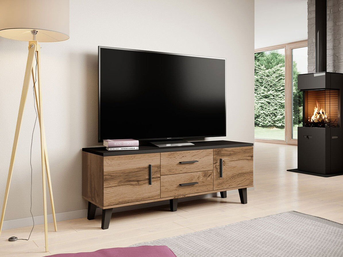 TV komoda Larfloi 103 (Hrast Votan + Crno)