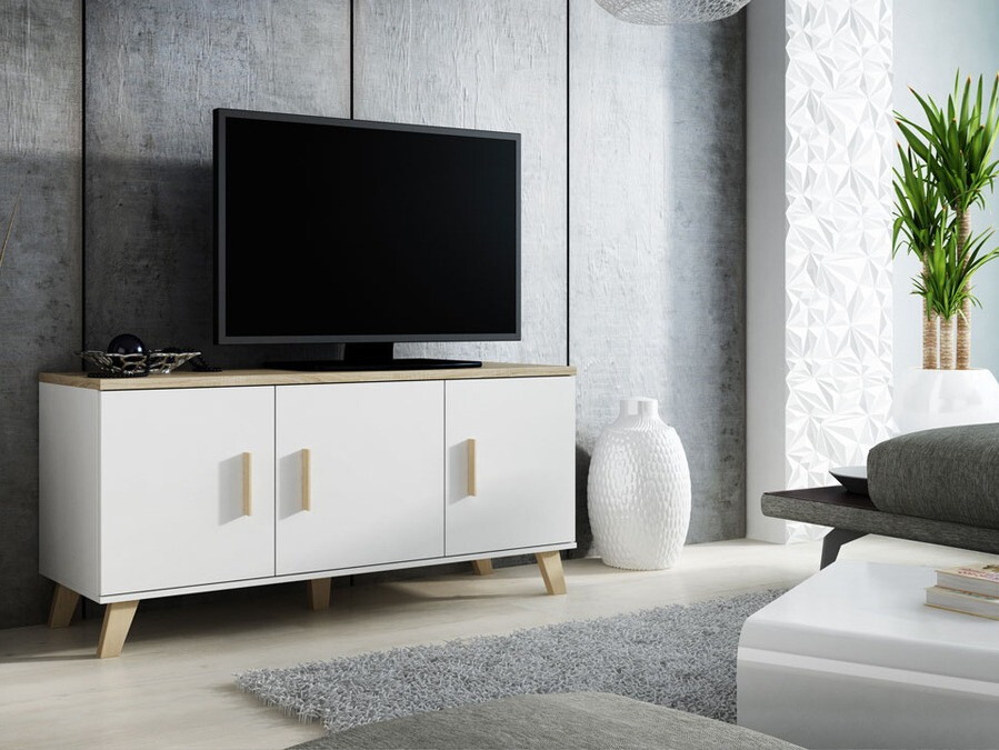 TV komoda Larfloi 106 (Belo + Sonoma hrast)