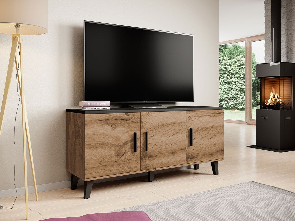 TV komoda Larfloi 106 (Hrast Votan + Crno)