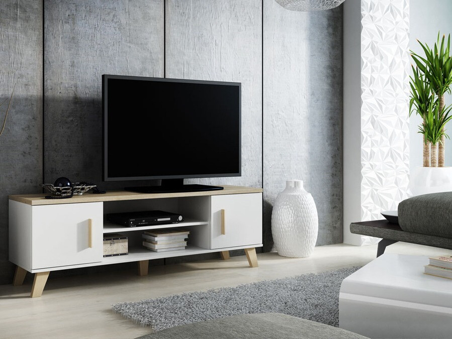 TV komoda Larfloi 108 (Belo + Sonoma hrast)