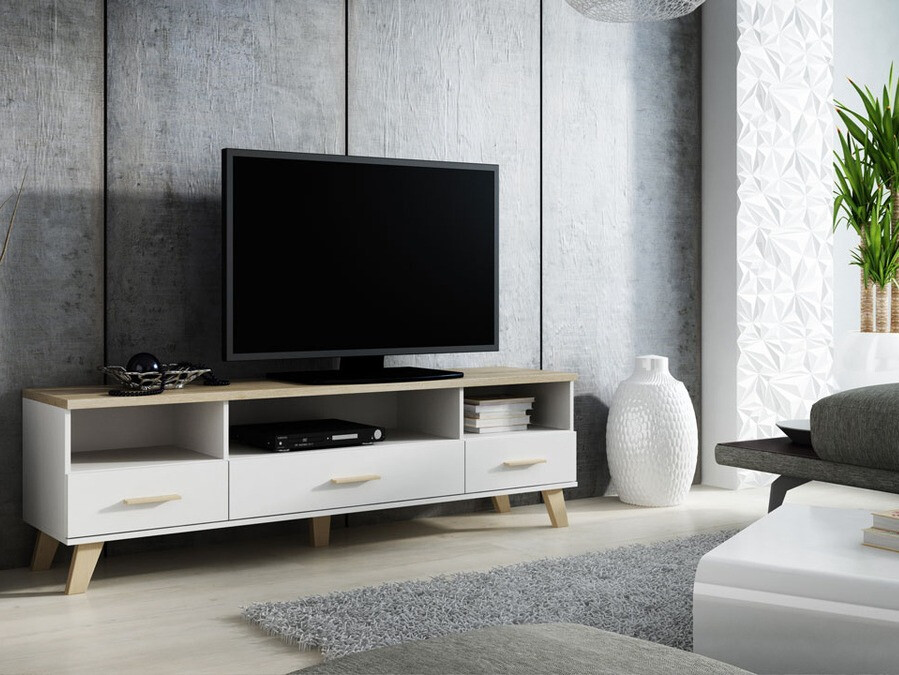 TV komoda Larfloi 109 (Belo + Sonoma hrast)