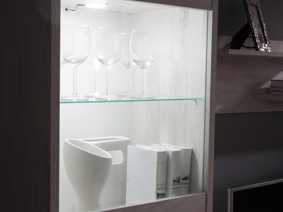 Polica Fivelbo 113 (Manastirski hrast + Crna visoki sjaj)