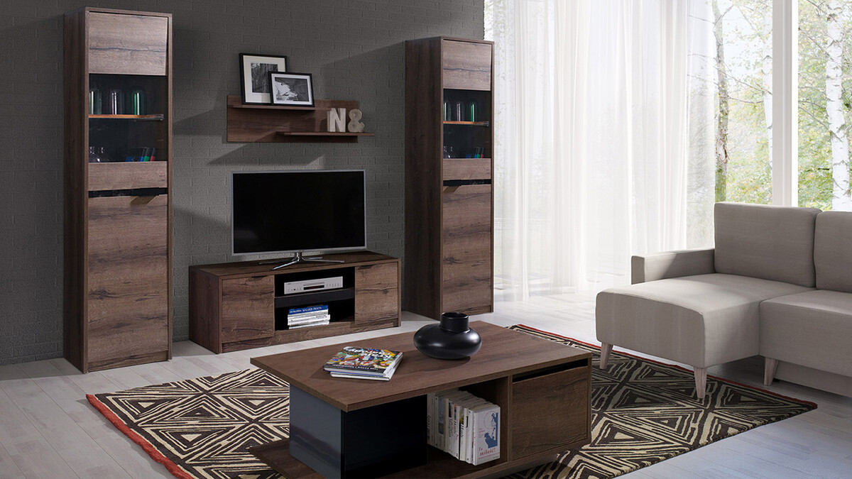 Stočić za kafu Fivelbo 103 (Manastirski hrast + Sjajno crna)