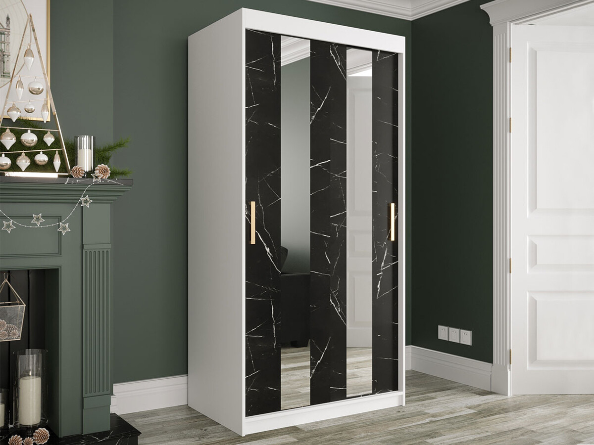 Ormar Hartford 240 (Mat belo + Crni mermer)