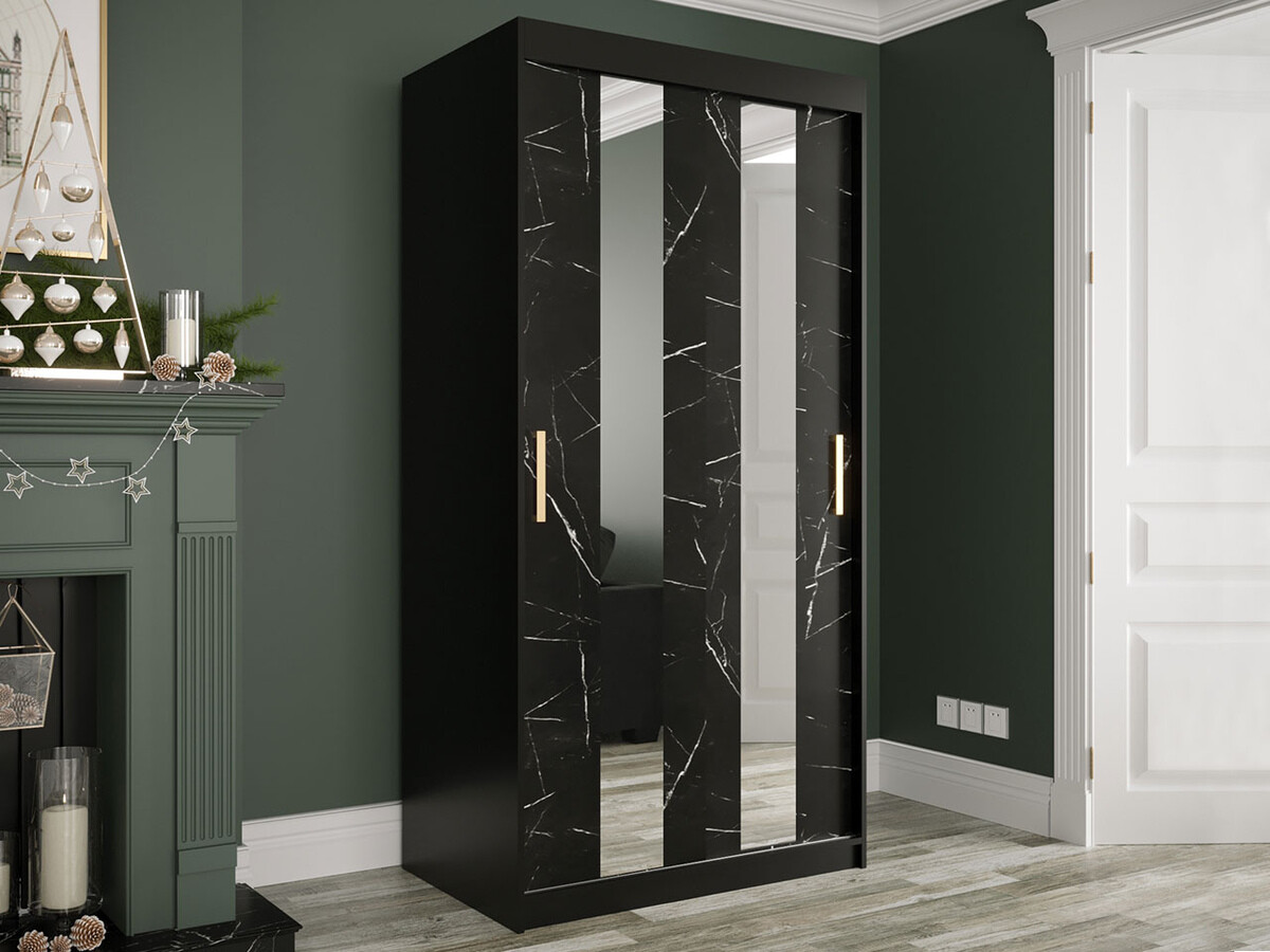 Ormar Hartford 240 (Mat crna + Crni mermer)