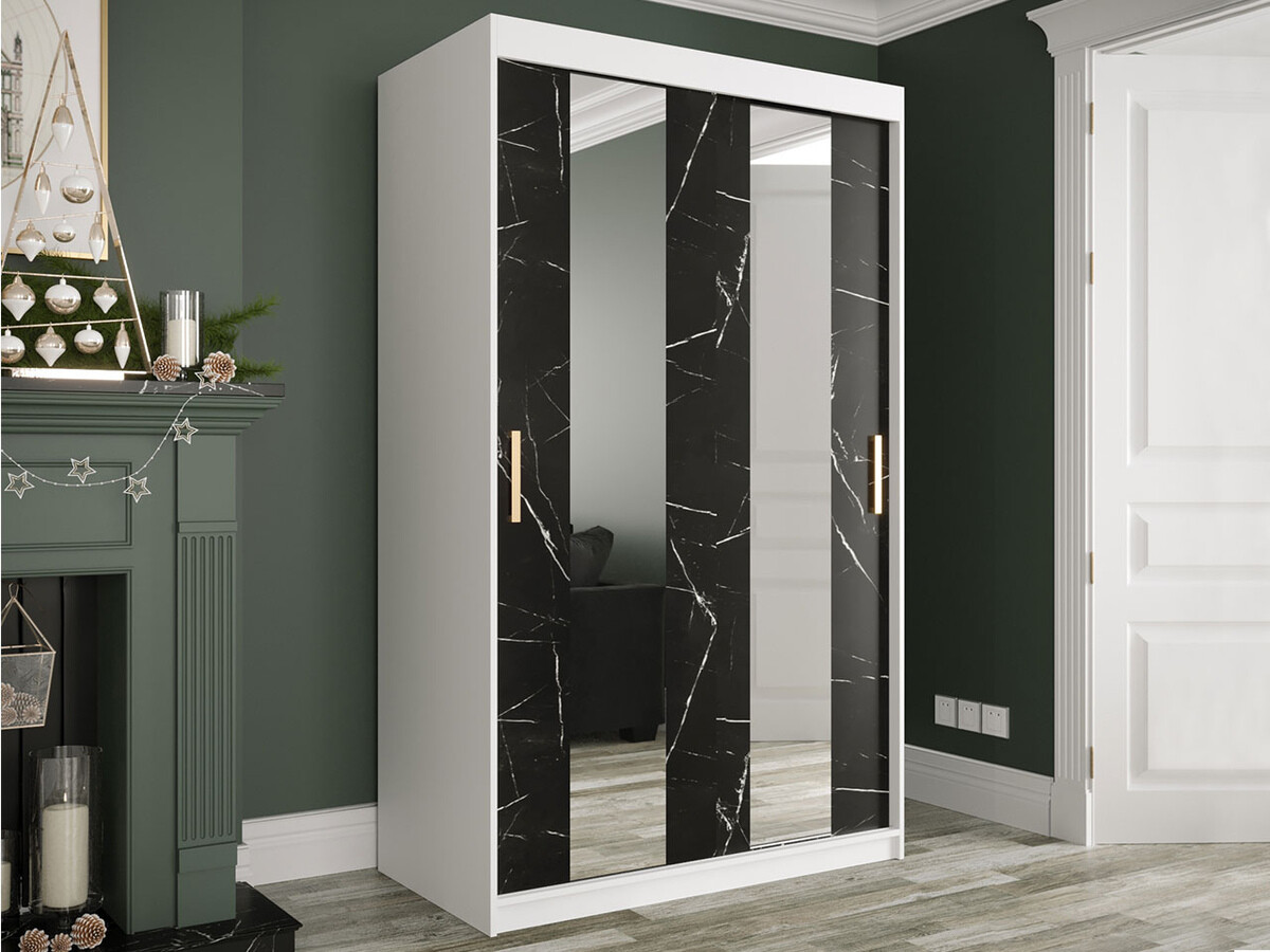 Ormar Hartford 241 (Mat belo + Crni mermer)