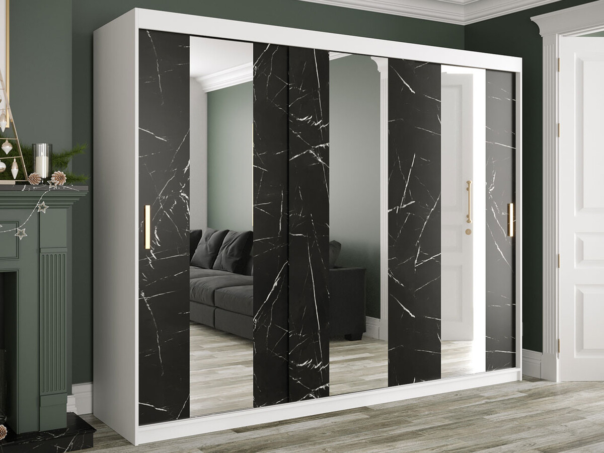 Ormar Hartford 245 (Mat belo + Crni mermer)