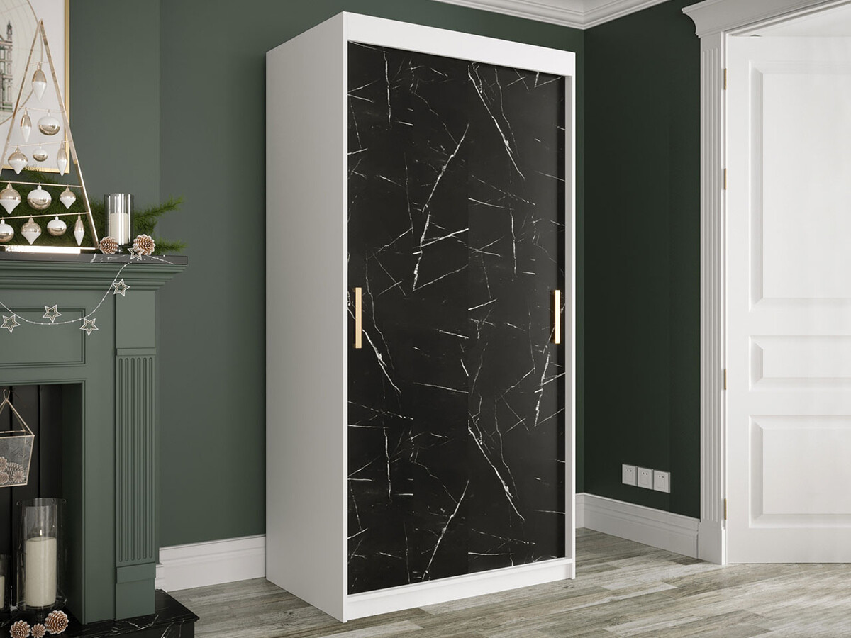 Ormar Hartford 246 (Mat belo + Crni mermer)