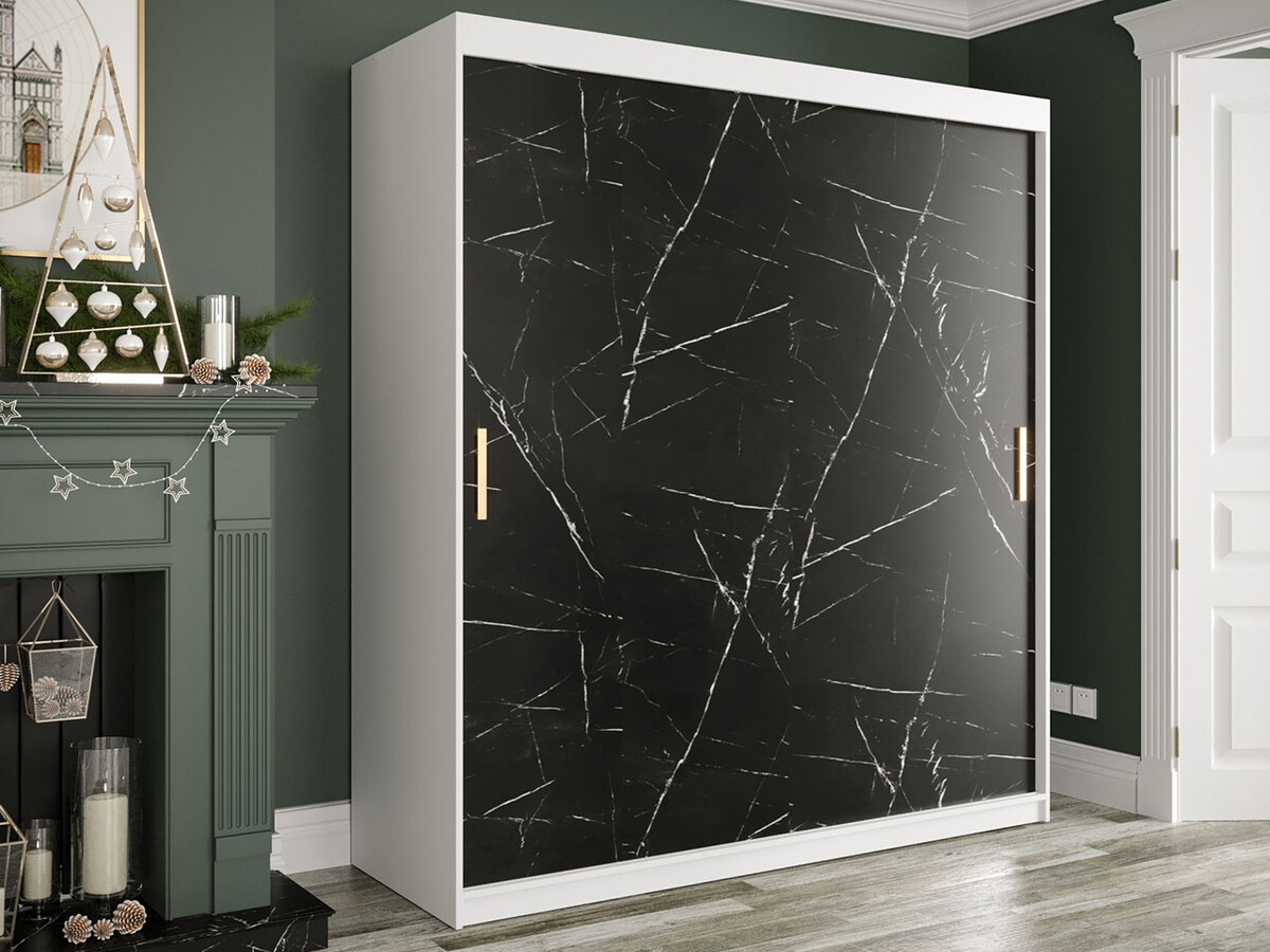 Ormar Hartford 249 (Mat belo + Crni mermer)