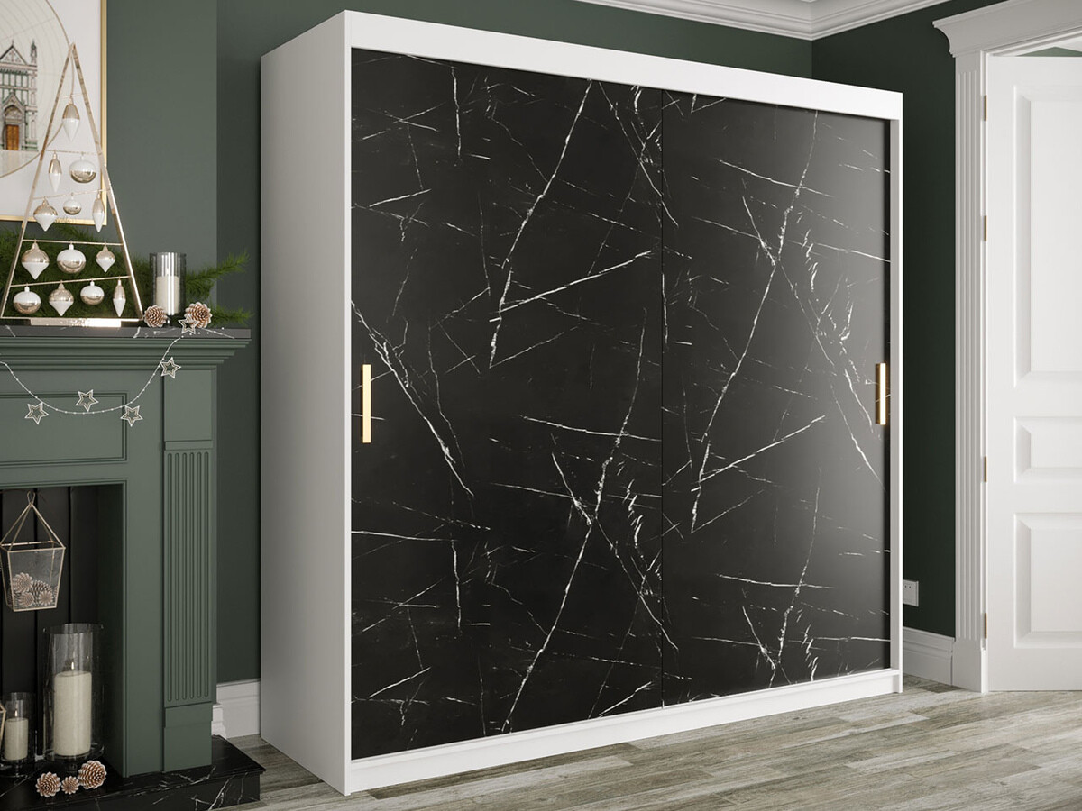 Ormar Hartford 250 (Mat belo + Crni mermer)