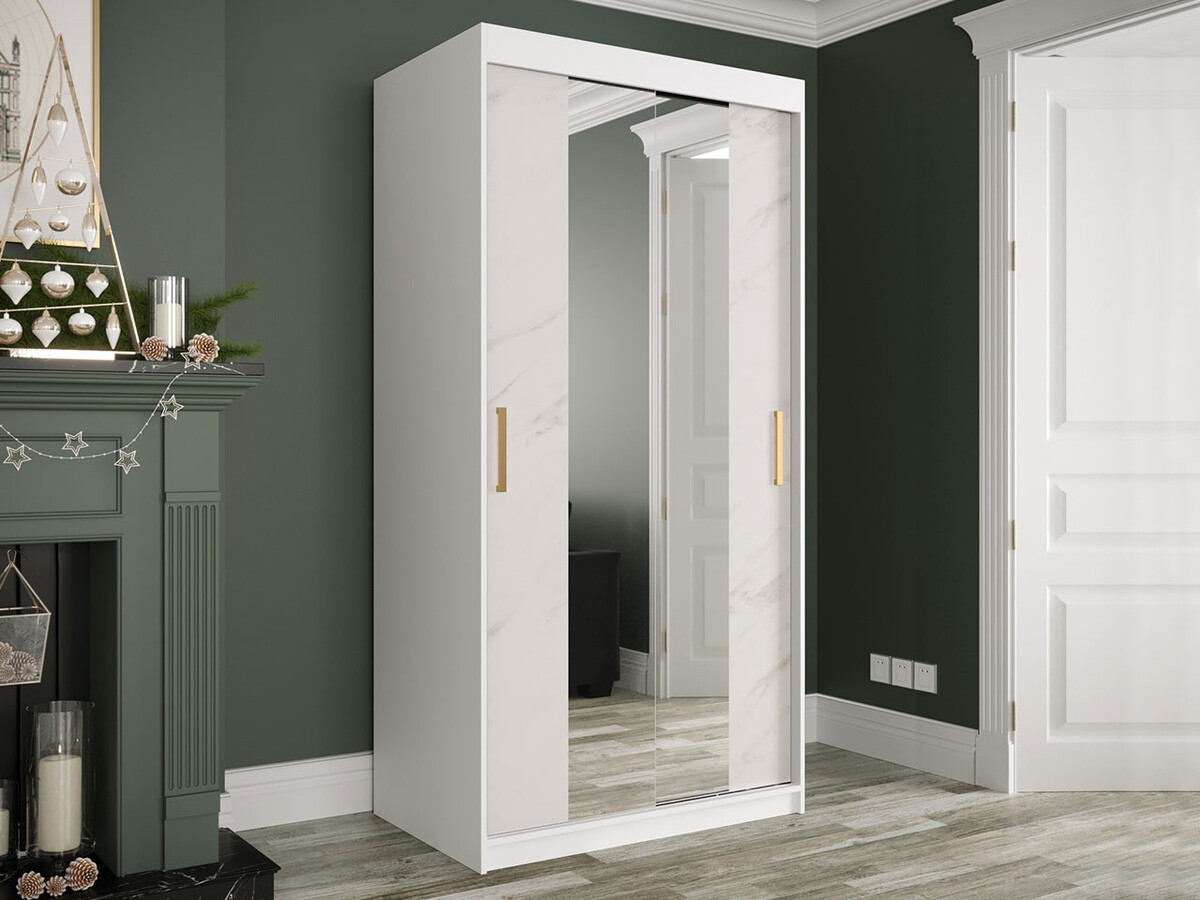 Ormar Hartford 252 (Mat belo + Beli mermer)