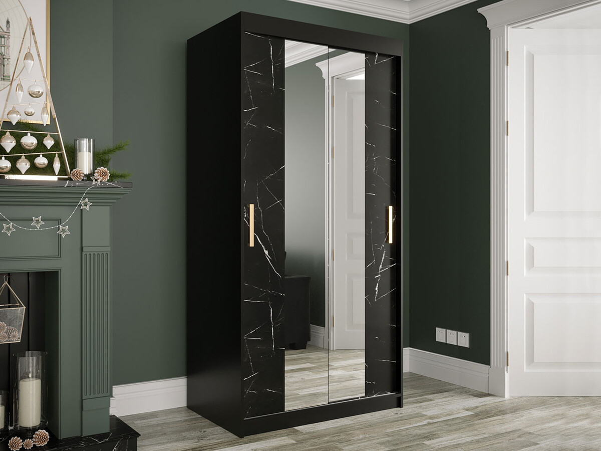 Ormar Hartford 252 (Mat crna + Crni mermer)