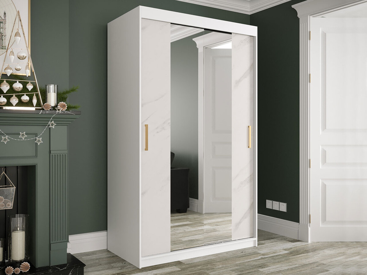 Ormar Hartford 253 (Mat belo + Beli mermer)