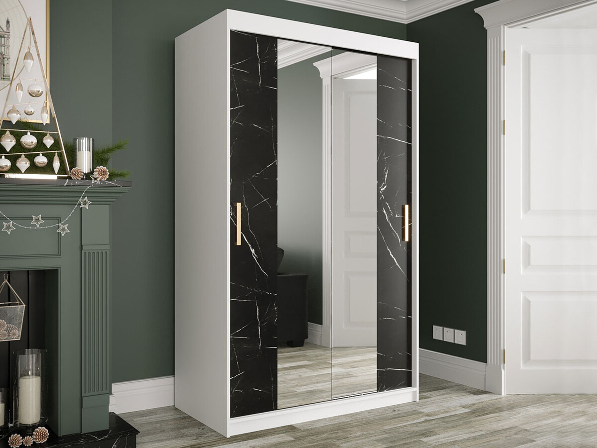 Ormar Hartford 253 (Mat belo + Crni mermer)