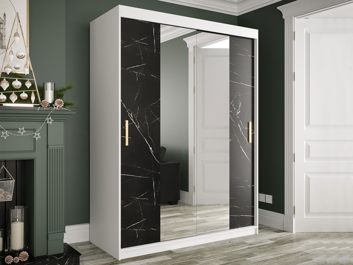 Ormar Hartford 254 (Mat belo + Crni mermer)