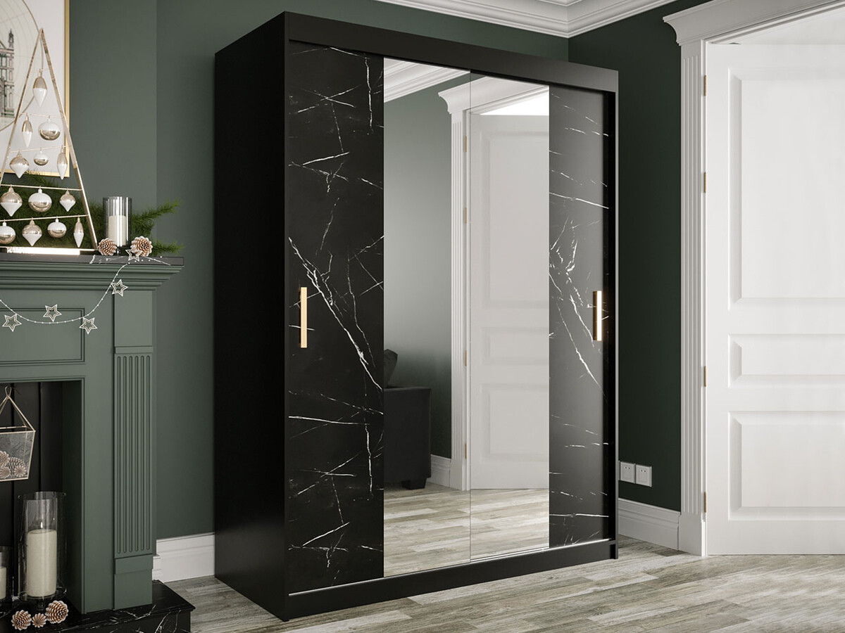 Ormar Hartford 254 (Mat crna + Crni mermer)