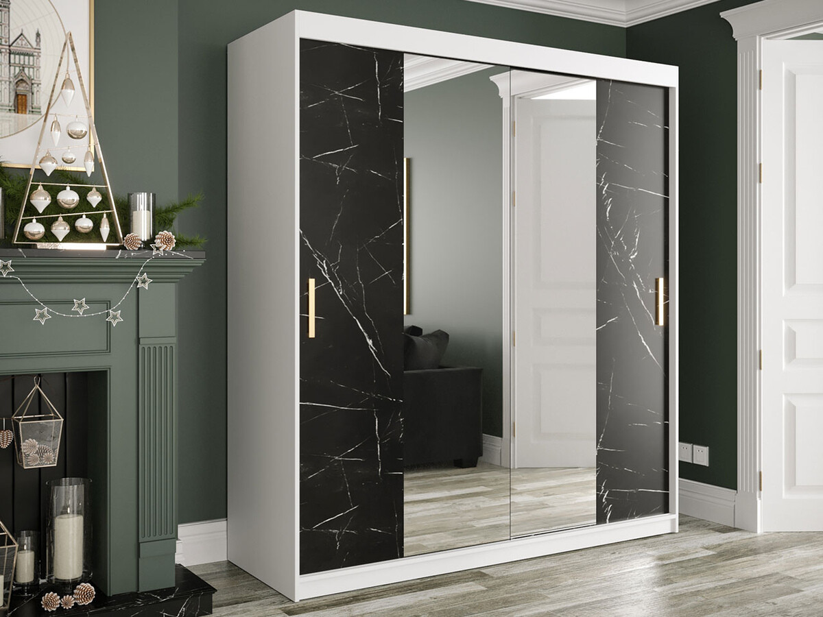 Ormar Hartford 255 (Mat belo + Crni mermer)