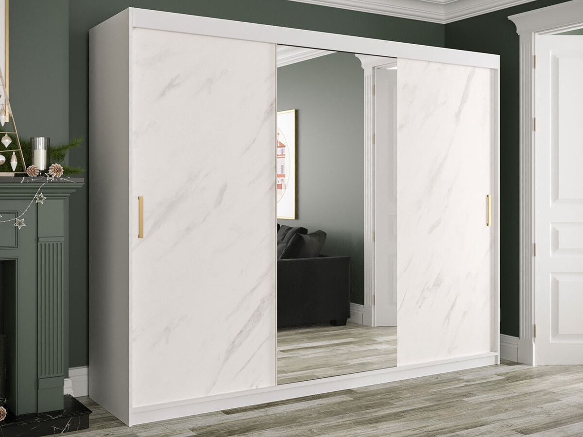 Ormar Hartford 257 (Mat belo + Beli mermer)