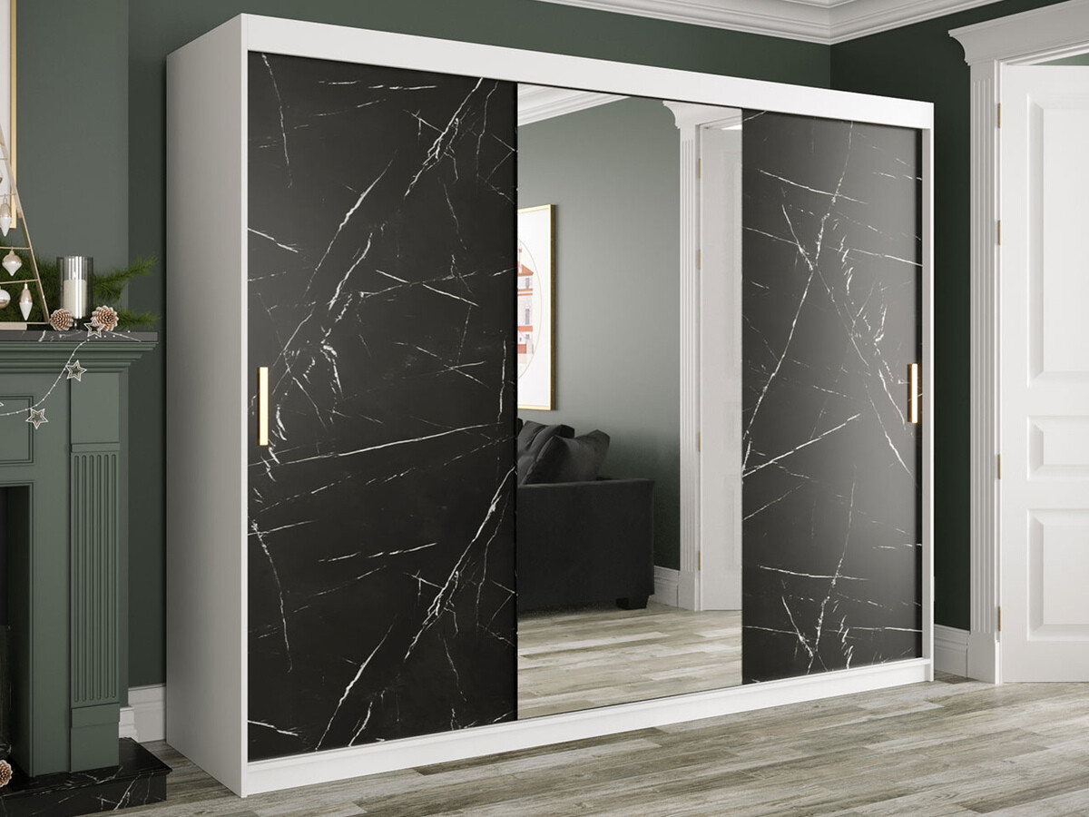 Ormar Hartford 257 (Mat belo + Crni mermer)