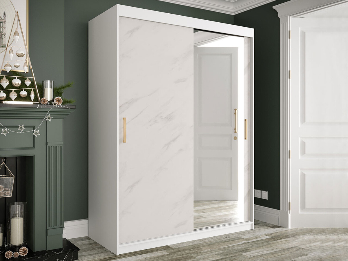 Ormar Hartford 260 (Mat belo + Beli mermer)