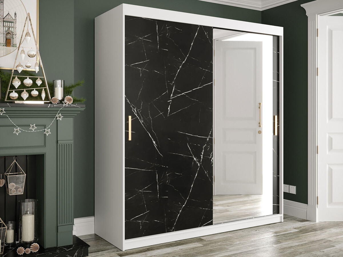 Ormar Hartford 261 (Mat belo + Crni mermer)