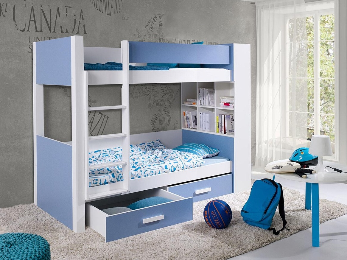 Krevet na sprat Henderson 141 (Belo + Plava)