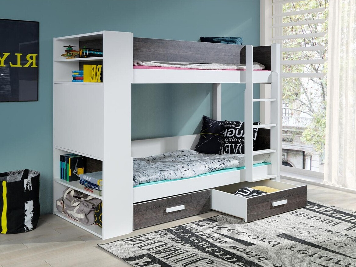 Krevet na sprat Henderson 141 (Belo + Tamno Zebrano)