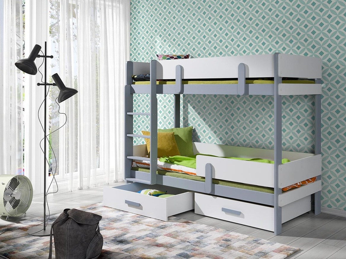 Krevet na sprat Henderson 144 (Belo + Sivo)