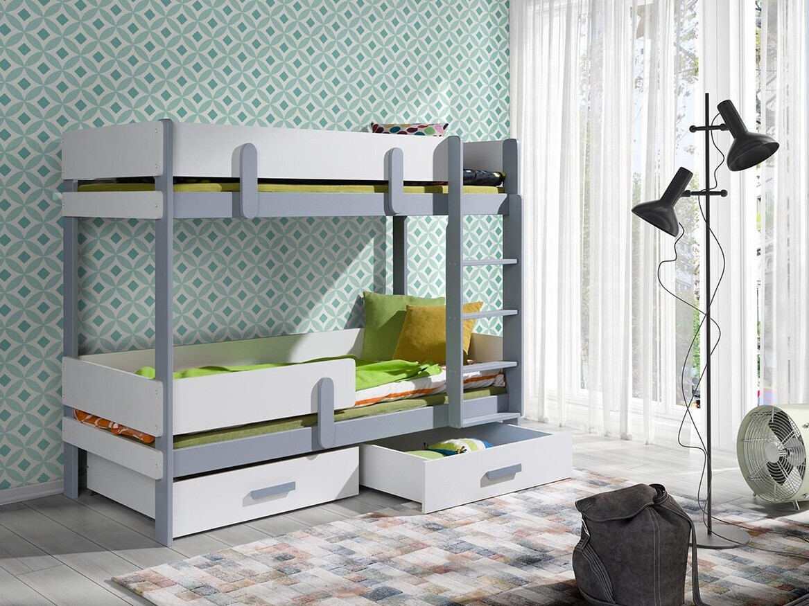 Krevet na sprat Henderson 144 (Belo + Sivo)