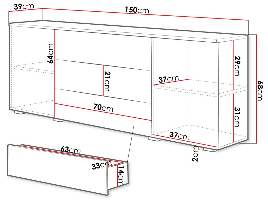 Komoda Sarasota 129 (Вотан храст)