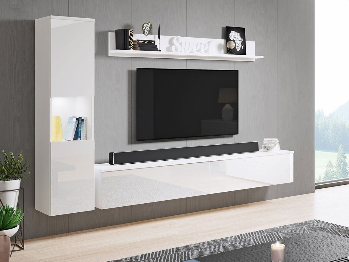 Set za dnevnu sobu Sarasota 130 (Belo + Sjajno belo)