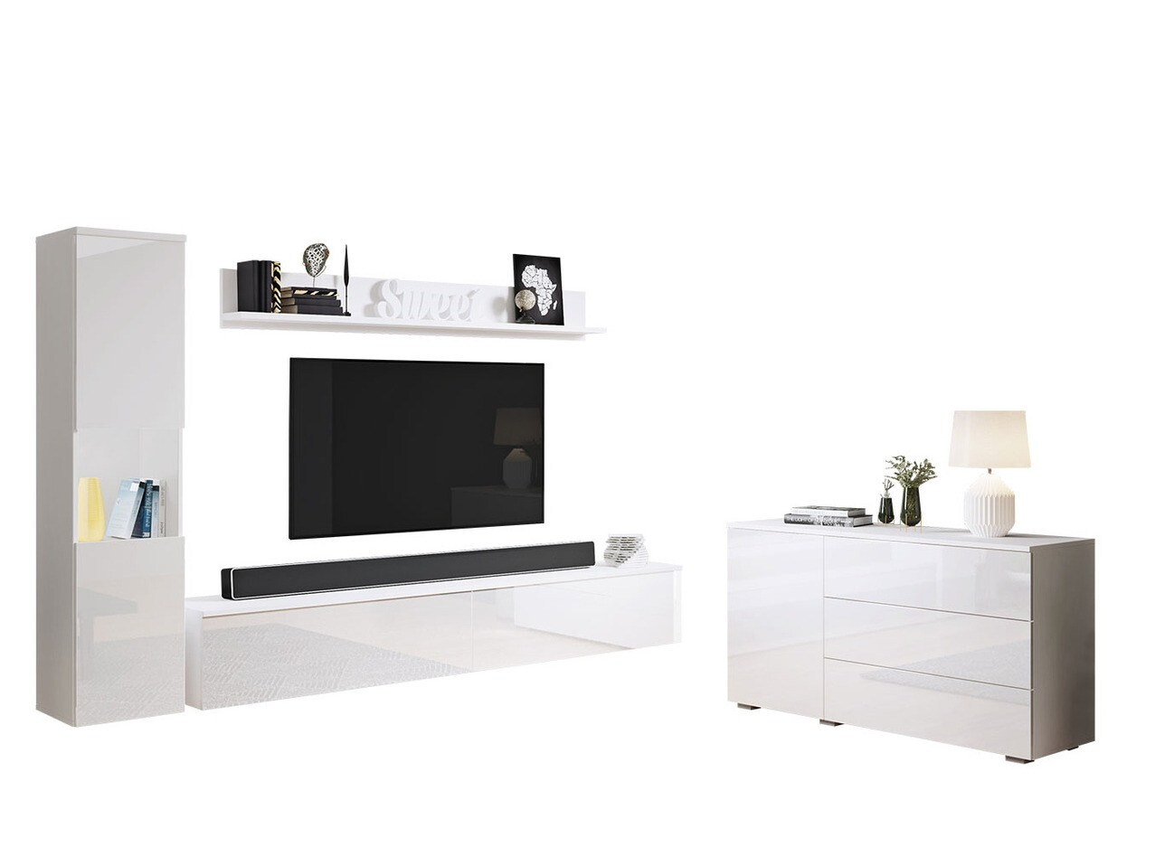 Set za dnevnu sobu Sarasota 132 (Belo + Sjajno belo)