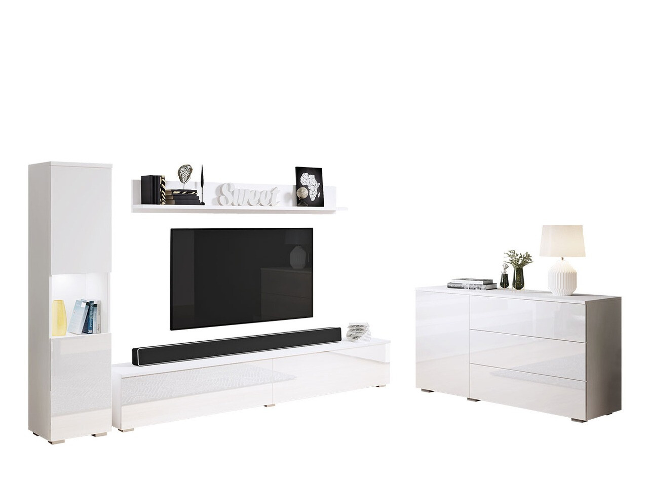 Set za dnevnu sobu Sarasota 132 (Belo + Sjajno belo)