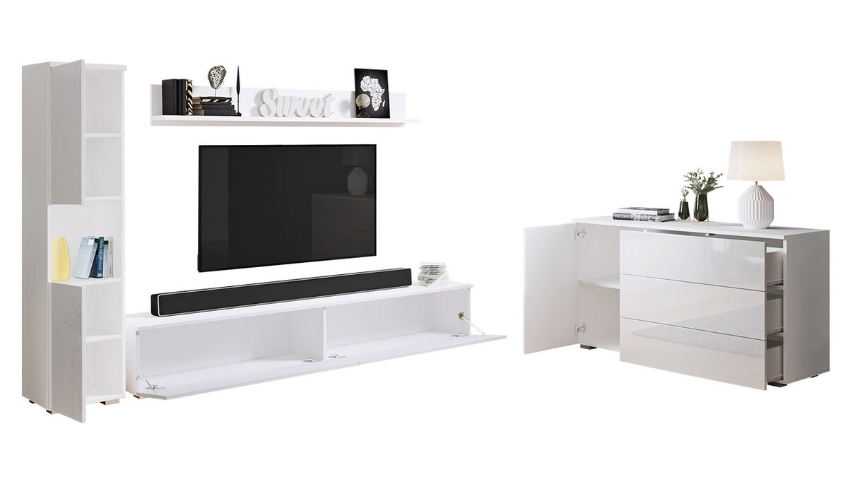 Set za dnevnu sobu Sarasota 132 (Hrast Votan + Sjajno belo)