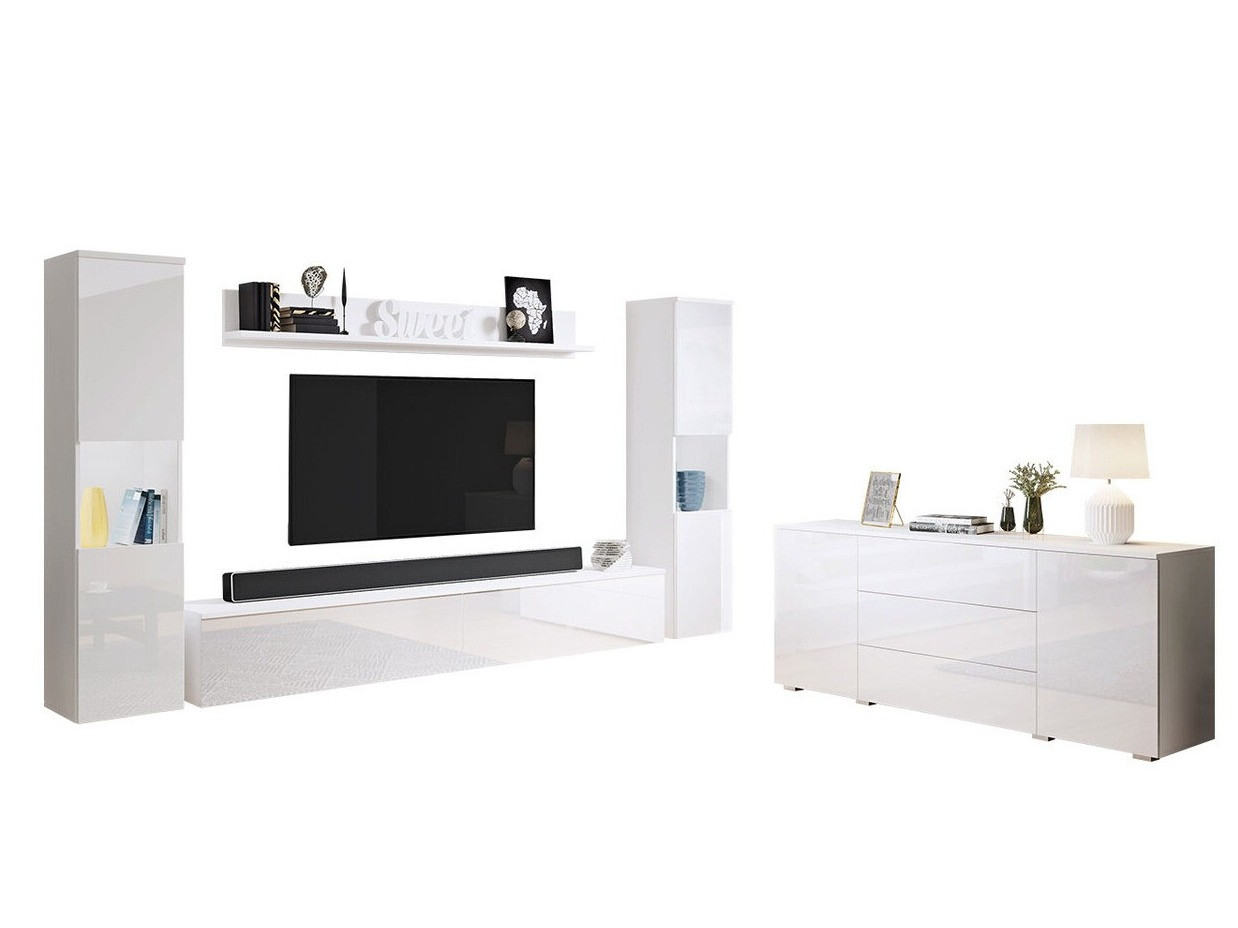 Set za dnevnu sobu Sarasota 133 (Belo + Sjajno belo)