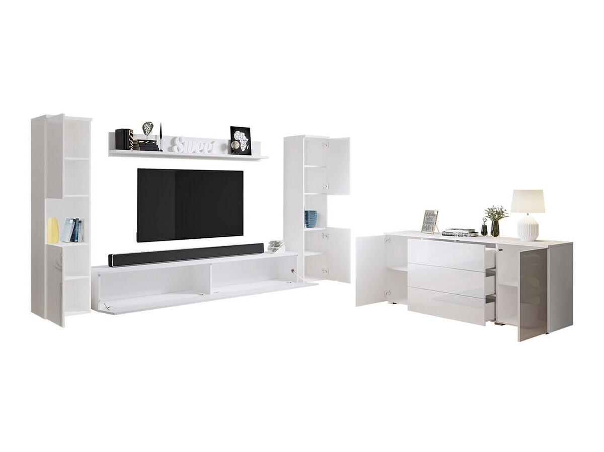 Set za dnevnu sobu Sarasota 133 (Hrast Votan + Sjajno belo)